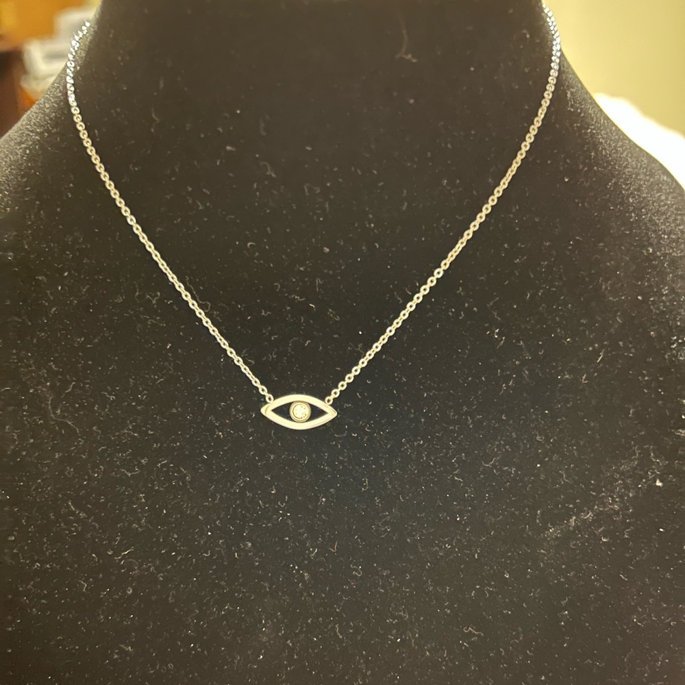 Evil eye necklace in silver white gold plated
